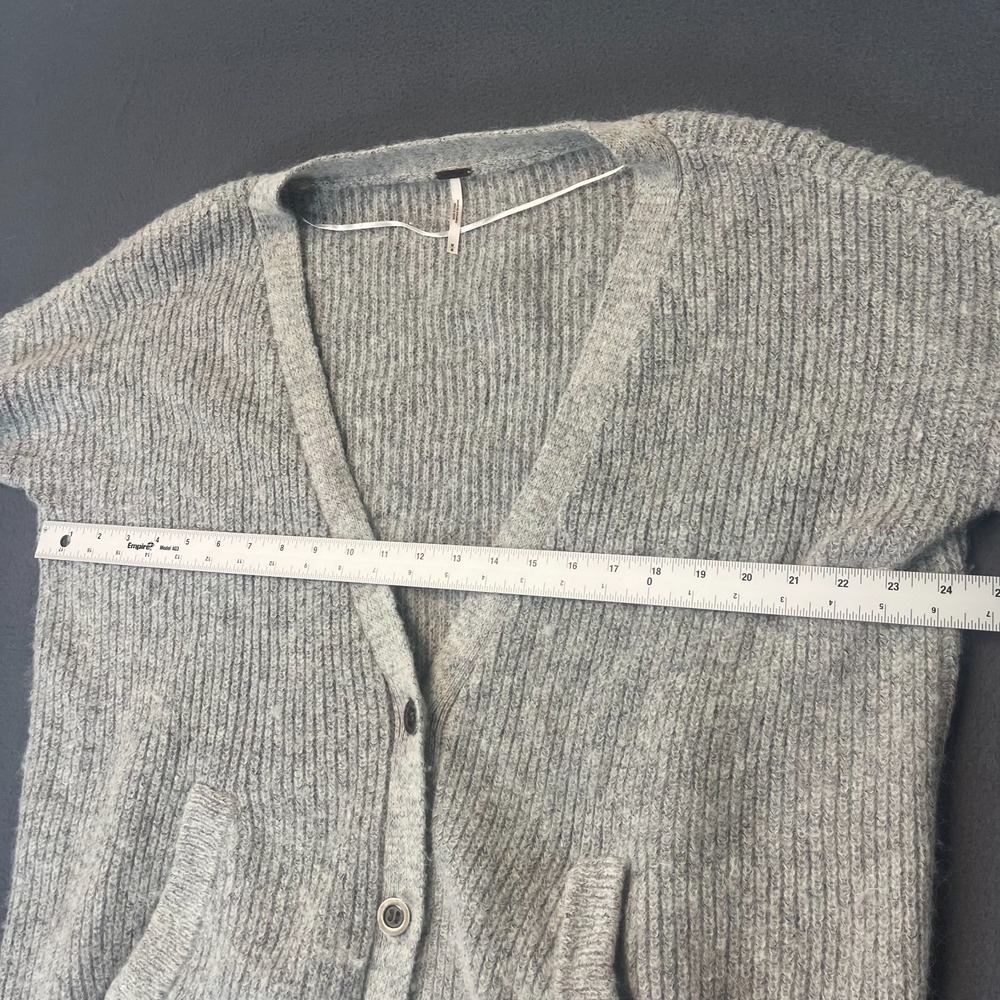 Free‎ People Womens Med Wool Blend Cardigan Sweater Button Front Boho Y2K Grey - Picture 9 of 14